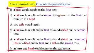 Probability Tossing 2 Coins HeadTail [upl. by Yrrah]