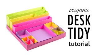 Origami Desk Organizer Boxes Tutorial  DIY  Paper Kawaii [upl. by Ress]