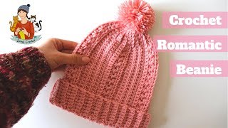 Crochet Easy Romantic Beanie  Beginner Friendly [upl. by Aluor]