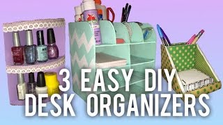 3 EASY DIY Desk Organizer Ideas [upl. by Louls811]