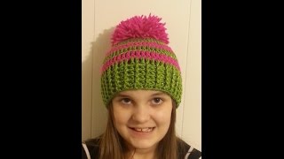 How to Crochet a Beanie  Ribbed Striped Beanie Tutorial [upl. by Alister555]