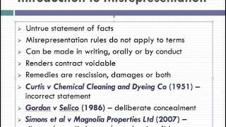 Misrepresentation Lecture 1 of 4 [upl. by Roban530]