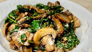 Garlic Mushroom amp Spinach  Quick Recipe [upl. by Kier726]